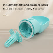 Turquoise silicone cup with gaskets and drainage holes on a light gray background